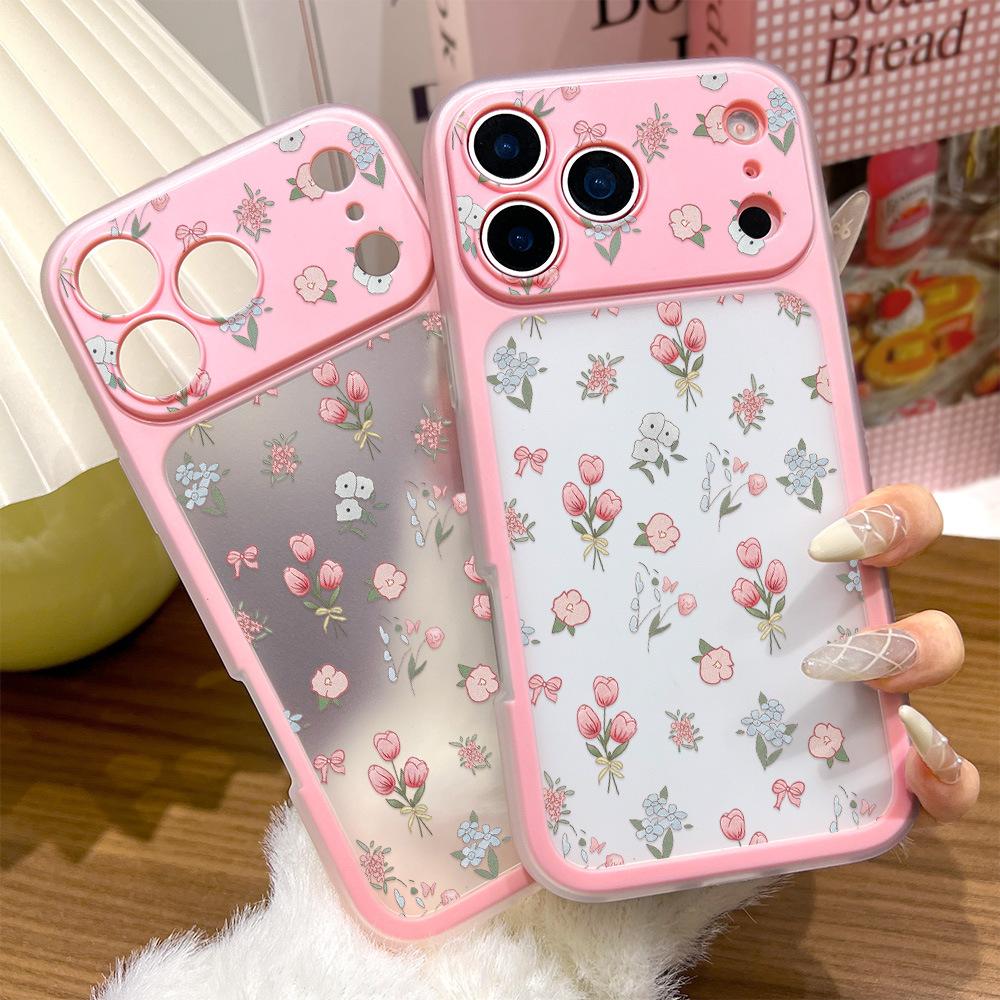 Full screen flowers are suitable for iPhone17promax pink two-in-one mobile phone case, Apple 16 niche 15 generation