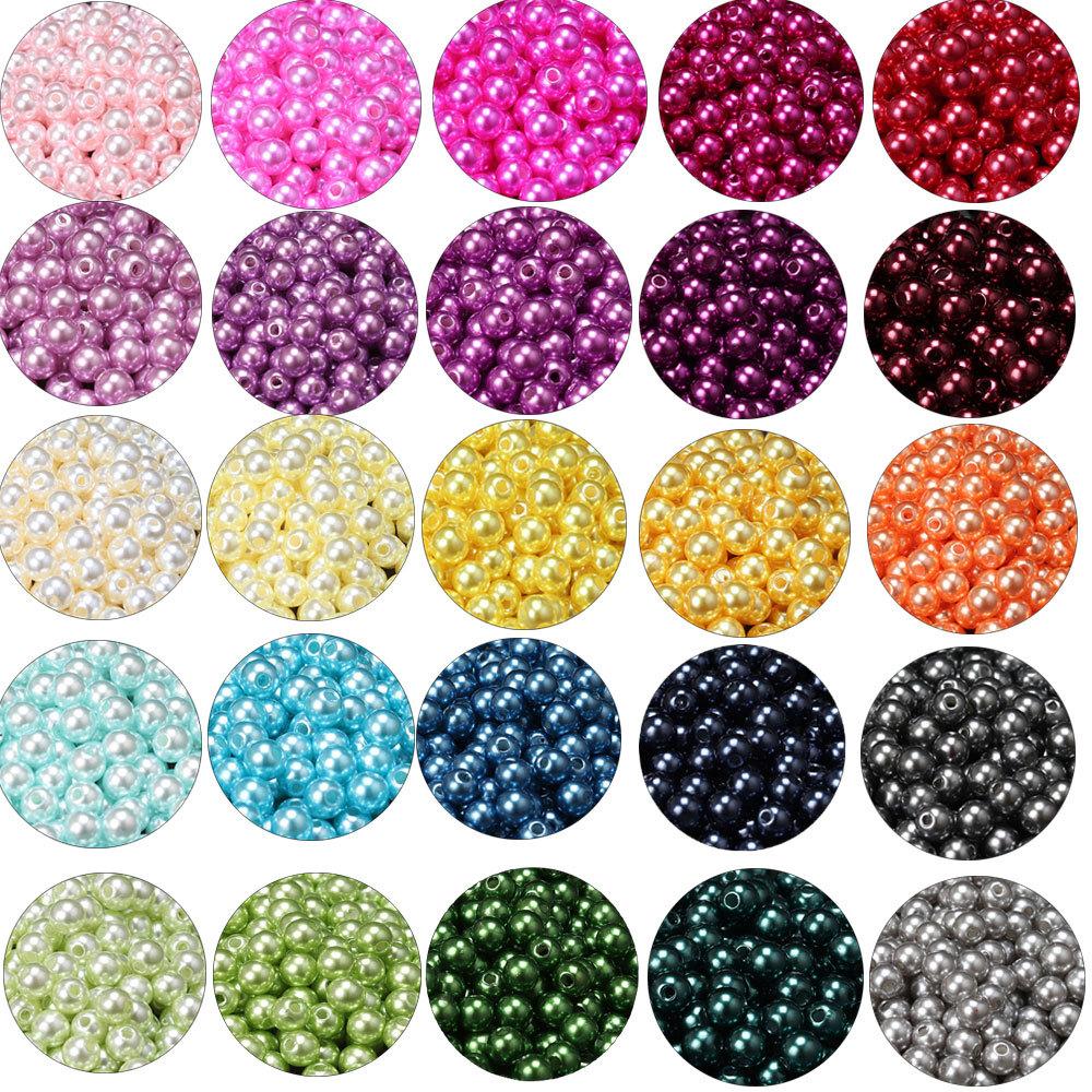 3-10Mm Solid Color Abs Round Perforated Imitation Pearl Handmade Diy Jewelry Beaded Bracelet Earrings Accessories Perforated Beads