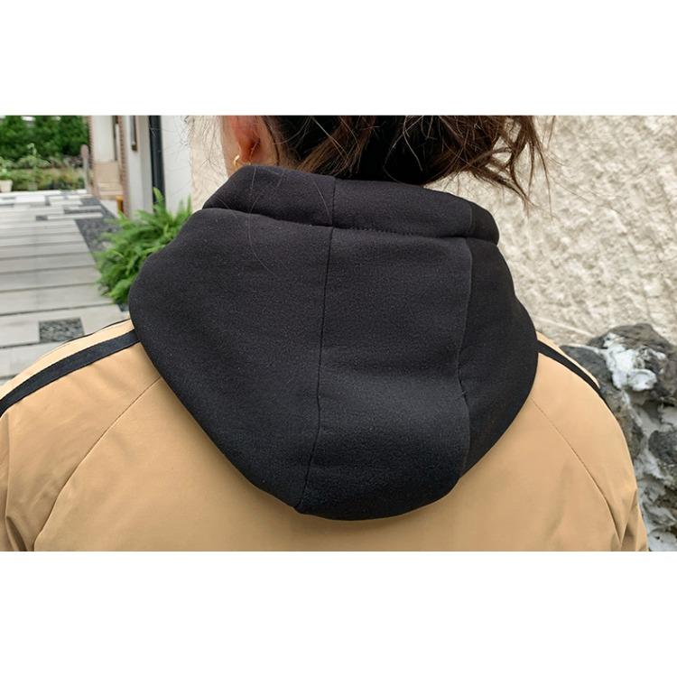 מעיל חורף מעובה לנשים עם צבעים מנוגדים, מעיל כותנה בסגנון קוריאני, גזרה קצרה, מעיל פוך דמוי שני חלקים