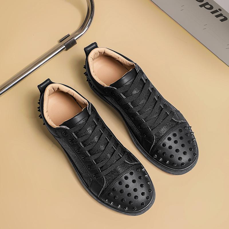 Fashion New Men's Rivet Rock Punk Mixed Patchwork Leather Platform Shoes Male Sports Walking Sneakers Footwears Zapatos Hombre
