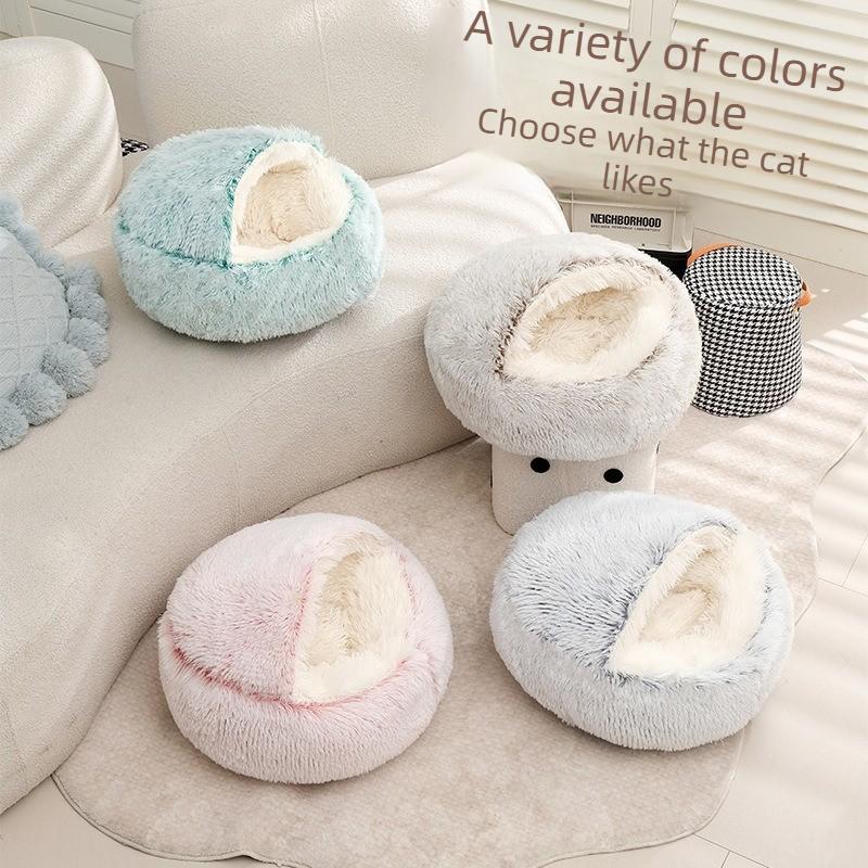 Half-sealed Shell Pet Litter Plush To Keep Warm In All Seasons