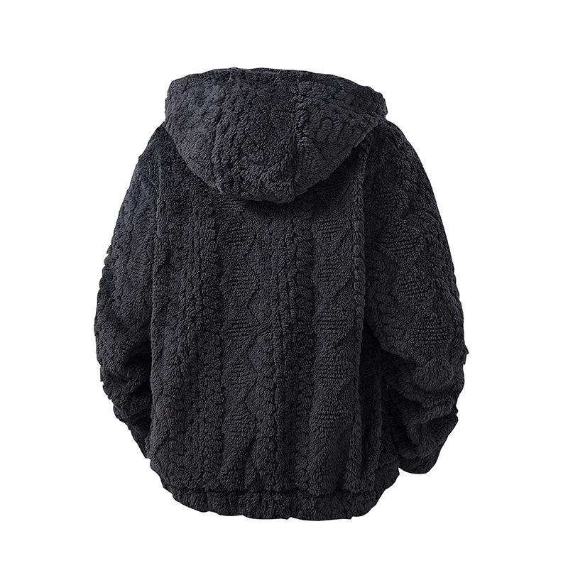 Men's European Size Hooded Fleece Zipper Jacket - Trendy Autumn/Winter Imitation Lamb Wool Coat