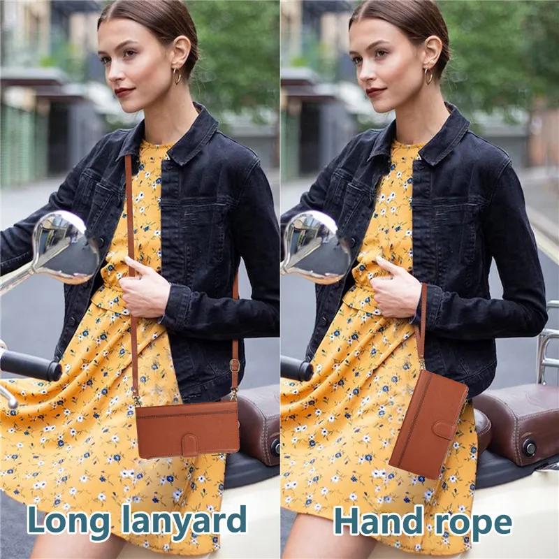 Long Lanyard Zipper Wallet Card Phone Case For iPhone 17 Pro Max Air 16E 16 Plus 15 14 13 12 11 XS XR X Flip Leather Cover Coque