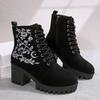 Sweet and cool Martin boots women's new heightened round head thick heel knight boots punk platform high heel short boots fried street