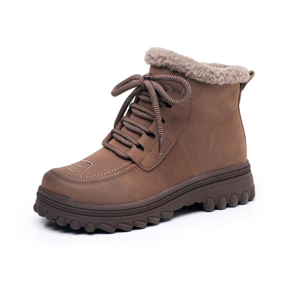 Dámské zimní zateplené boty do sněhu Protiskluzové voděodolné šněrovací kotníkové boty pro ženy Podšívka z umělé kožešiny Outdoor Pohodlné vycházkové boty