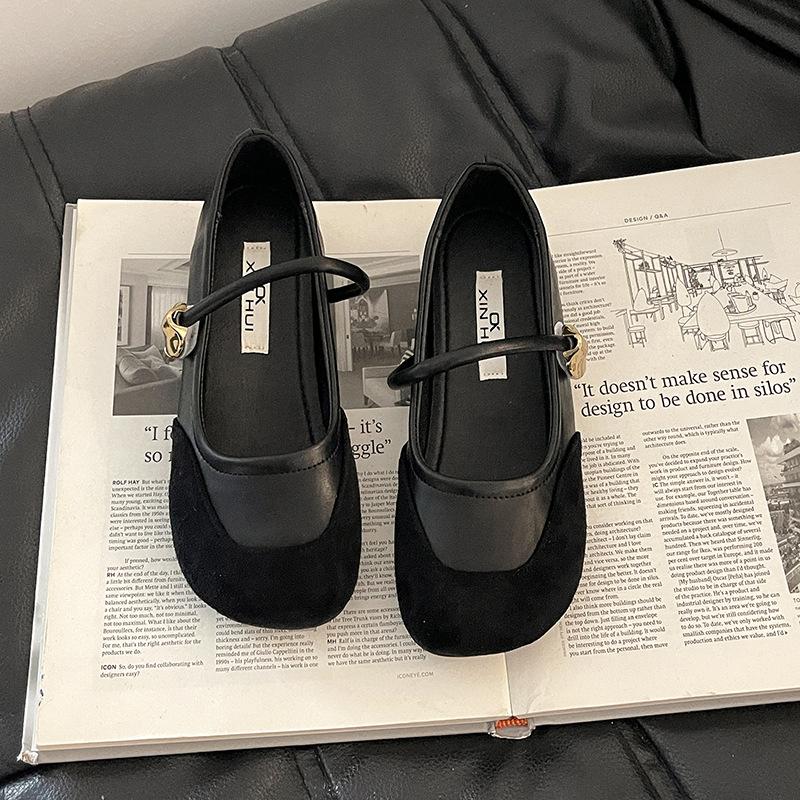 Fashion one-word buckle with flat Mary Jane shoes, women's summer retro versatile temperament increases casual flat shoes