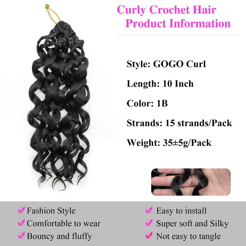 10”Gogo Curl Crochet Hair Short Curly Crochet Hair for Women Pre Looped Ocean Wave Crochet Hair Water Wave Crochet Braiding Hair