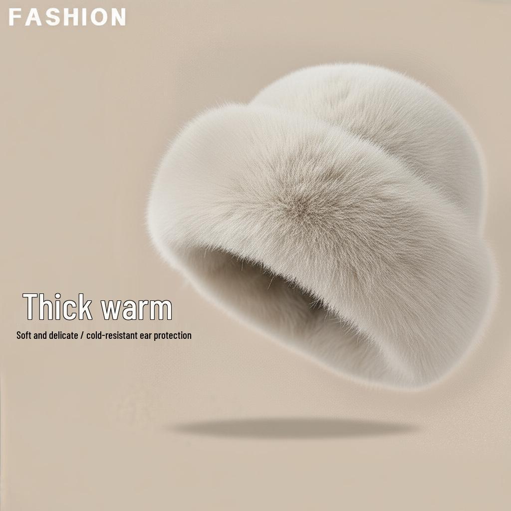 Women's Faux Mink Fur Winter Fisherman Hat - Ethnic Style, Windproof, Warm, Ear Protection, Versatile Plush Mongolian Design