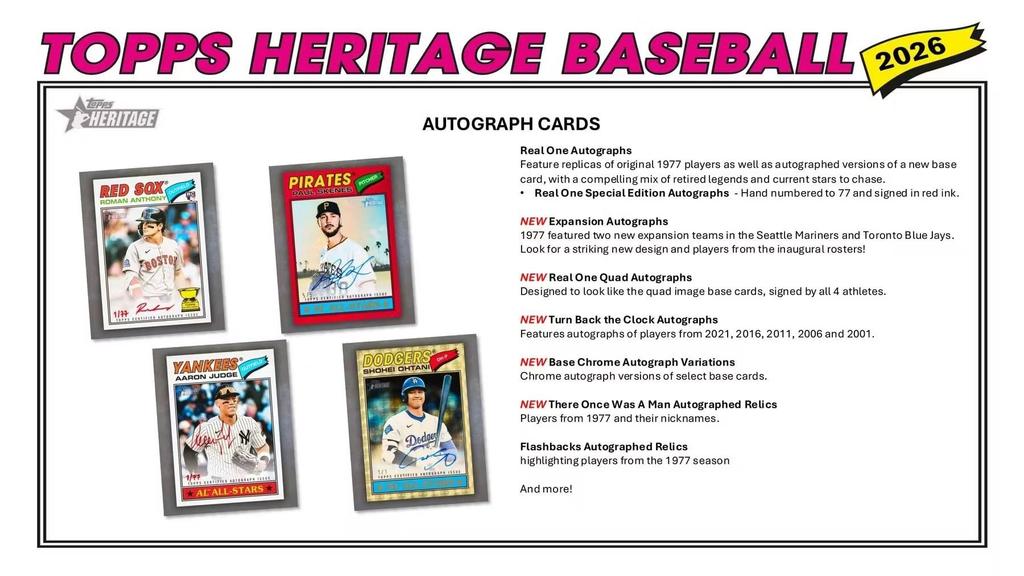 2026 Topps Heritage Baseball Series Value Blaster exclusive dark green and pink sparkle parallel cards and a chance to get artifacts and 64-card Box