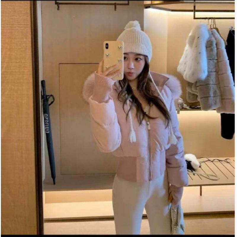 Womens Korean Style Short Hooded Cotton Puffer Jacket Slim Fit Winter Fashion Coat Petite Girls