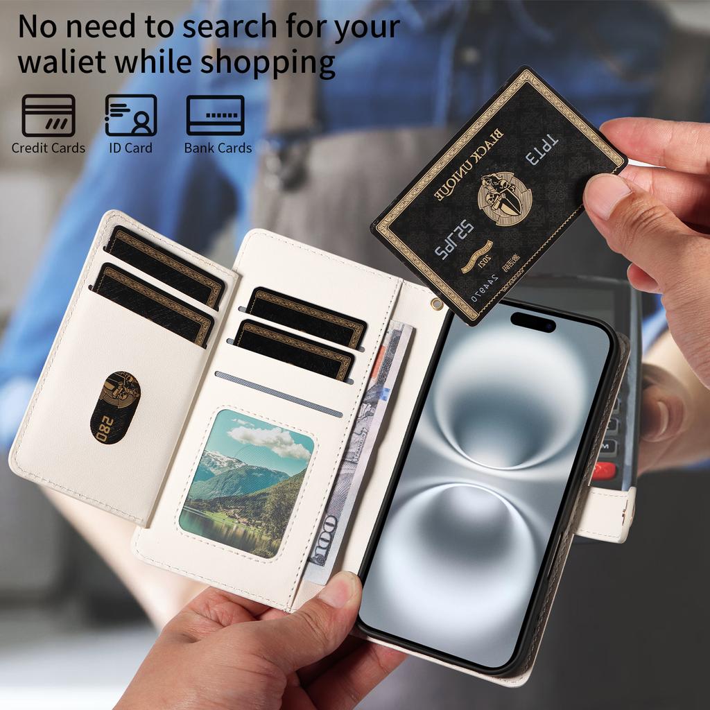 For Google Pixel 9 Pro XL 9 8 7 Pro 6A Wallet Case with Card Holder, Flip Folio Book Shockproof Case Cover with Crossbody Strap