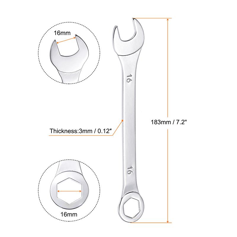 1pc 15-32mm Llave Combinada de Boca Abierta Acero al Carbono Anillo Abierto Llave Combinada Herramientas Manuales para el Hogar y Reparación de Coches Métricas