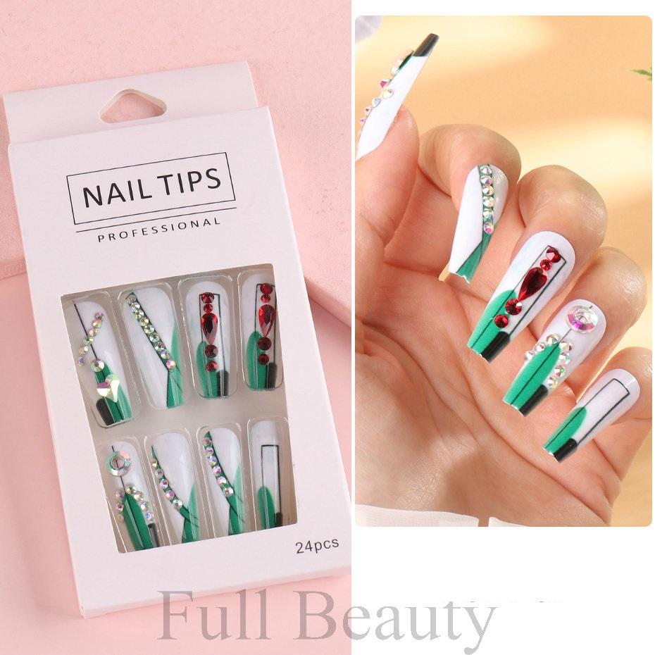 24pcs Detachable Ballerina False Nails Wearable Fake Nails Full Cover Long Nail Tips Manicure Tool Press On Nails