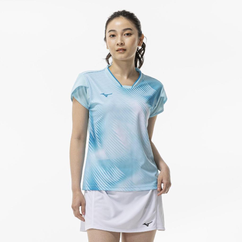 Tennis Wear Dry Aeroflow Game Shirt W Easy to Move Highly Breeze 2XL - In, Breathable, 62MAD710, Women's, Blue,