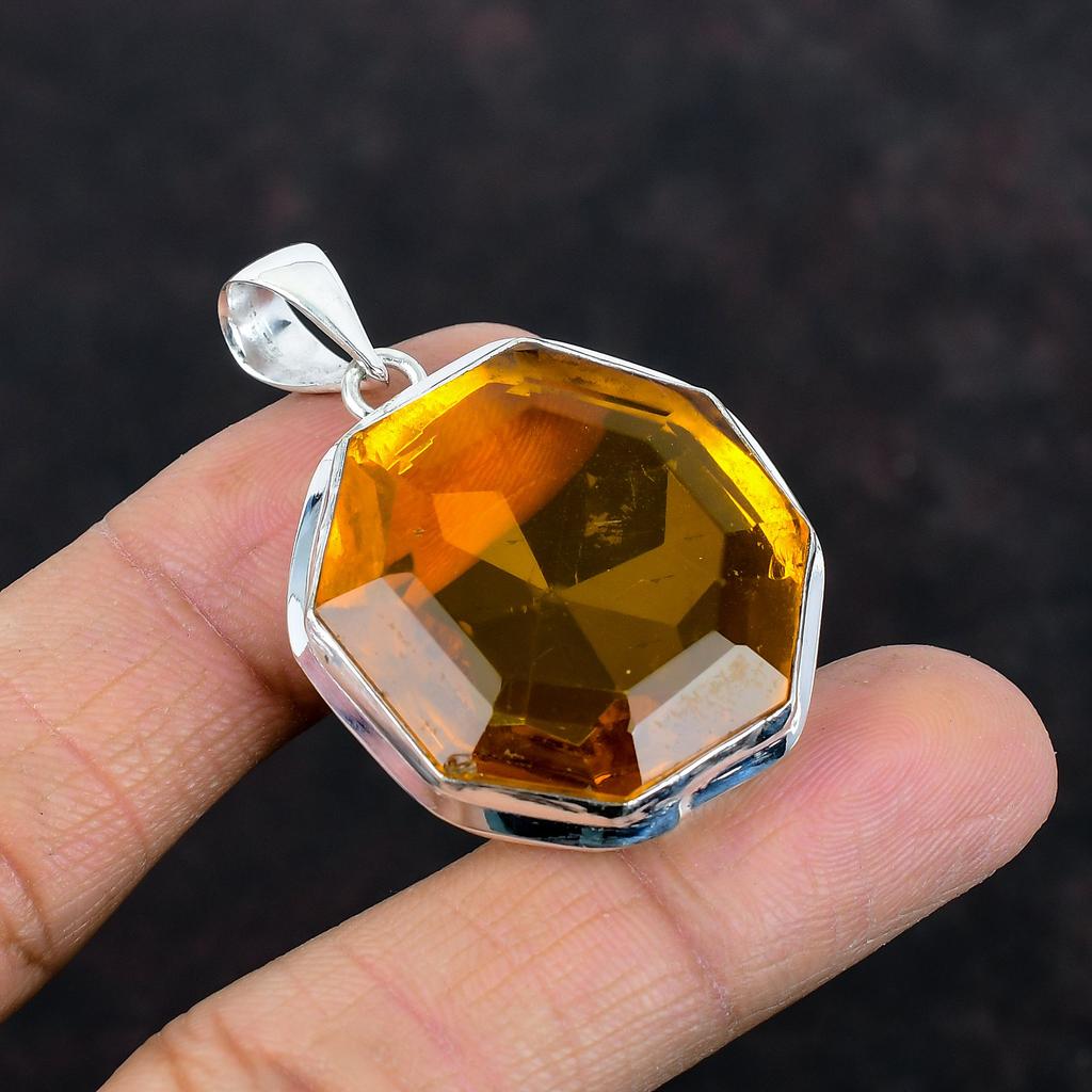 Faceted Citrine Pendant Original Gemstone Pendant 925 Sterling Silver Pendant Handmade Pendant Very Pretty Citrine Jewelry Anniversary Gifts