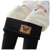 Women's Padded and Thickened Lambswool Bottoms Autumn and Winter High Waist Tight Fitting Thermal Trousers