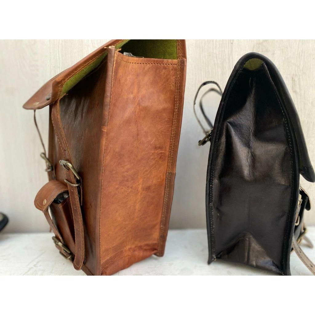 Motorcycle Saddle Side Bag Real Vintage Leather Left Right Front Back Tool Pouch