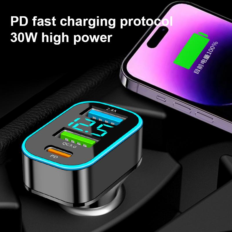 SEAMETAL Car Charger Fast Charging DC12V 24V USB Auto Charger QC3.0 PD Super Fast Charging Phone For Iphone Huawei Xiaomi OPPO