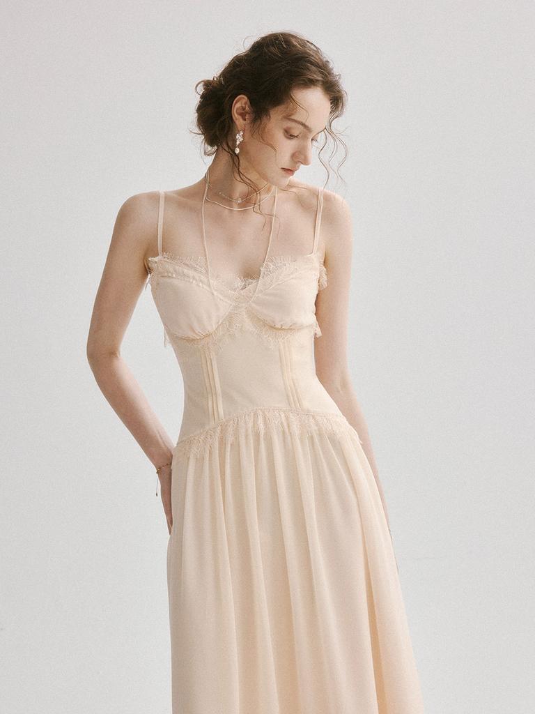 Sinseuden Luna Lace Edge Long Dress