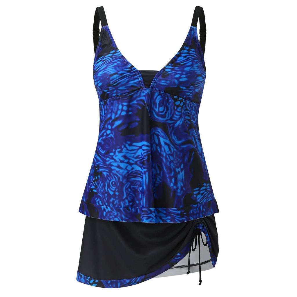 Damen-Badeanzug mit bedrucktem Panel, geteilt, flacher Winkel, großer Badeanzug