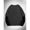 J1417 Yin-Yang Fish Print 2-in-1 Look Long Sleeve T-Shirt Men's High Street Comfort Streetwear Fashion Top