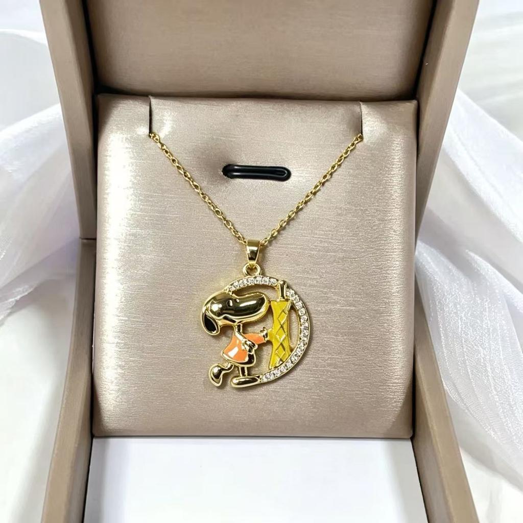 Cartoon Dog Pattern Colored Zircon Daily Versatile Niche Clavicle Necklace For Women