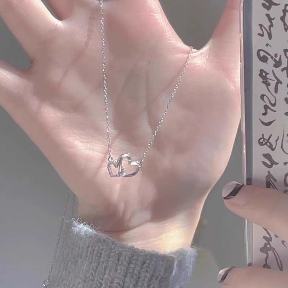 Clavicular Sweater Chain Love Heart Necklace Hollow Heart Chain Pendant  Lady/Girls