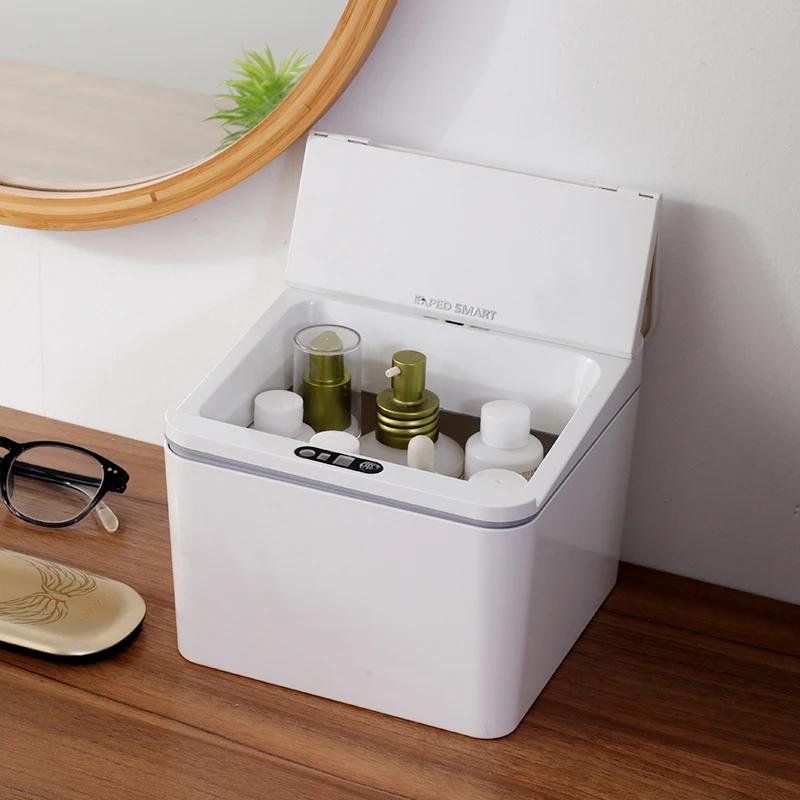 Ch 4/6L Desktop Mini Sensor Trash Can Small Countertop Trash Can with Lid Tiny Waste Basket Miniature Desk Garbage for Bathroom