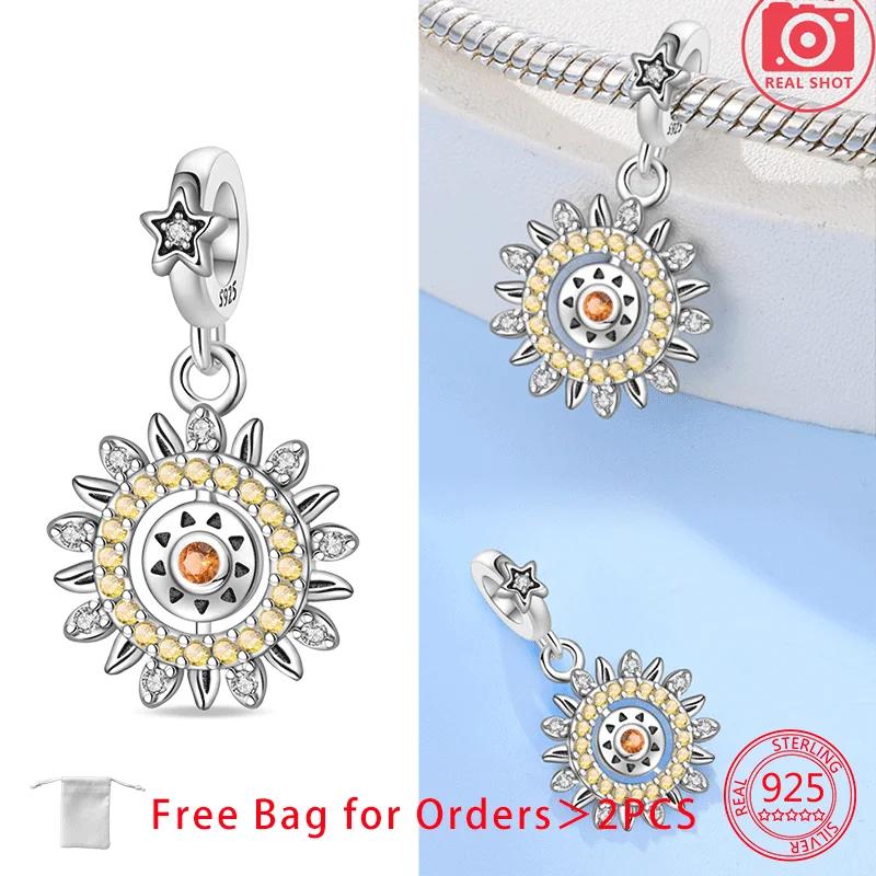Sun Moon Star Astronaut Charms Beads Copper Zircon Pendant Fit Diy Original Bracelet Necklace Fine Jewelry Birthday Gift