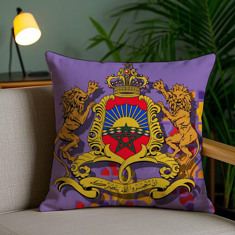 A-Algerian Passport Pattern Pillow Case Home Dorm Chair Back Short Plush Double-sided Printing Office Nap Time Cushion Cover