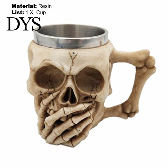 Kubek Wodny Stal Nierdzewna Kubek Halloween Piwo Żywica 3D Kielich Z Wzorem Czaszki i Piszczeli Kawa Prezent