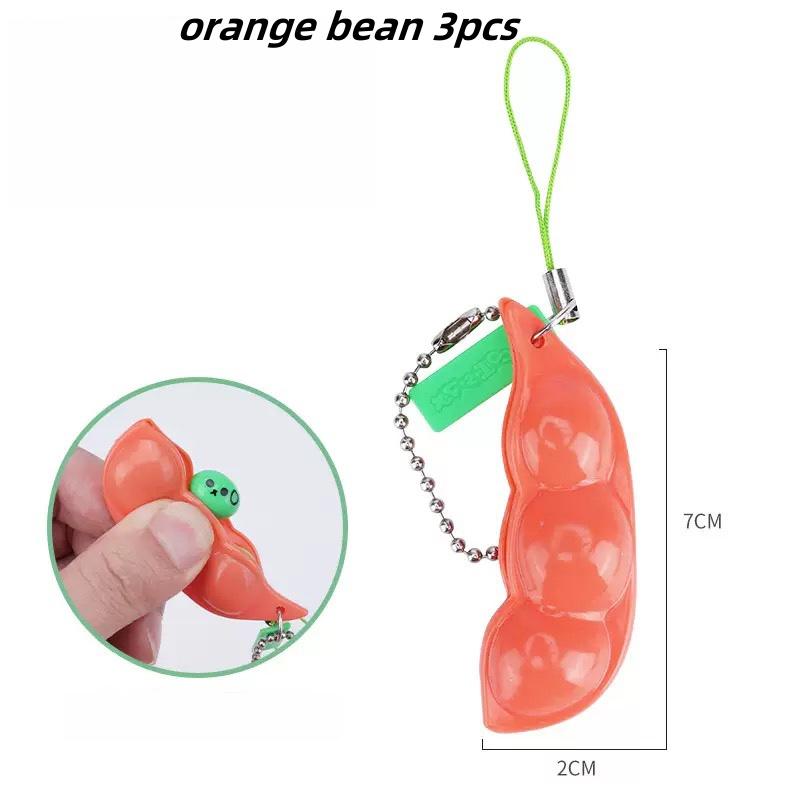 Fidgetleksaker Edamame Squishy Nyckelring Stresslindring Klämbönor Bönor Söt Vuxenleksak Avstressningspaket