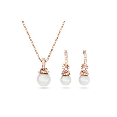 Originally Set Pearl Pendant Design Imitation Crystal Necklace Women's Rose Gold 5672835