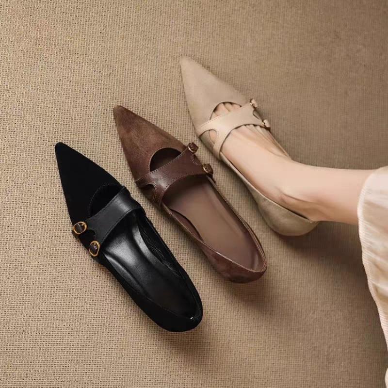 Fashion Retro One-word Girl with Shallow Mouth Mary Jane Shoes, Spring and Autumn Commuting Temperament, Thin Single Shoe Woman