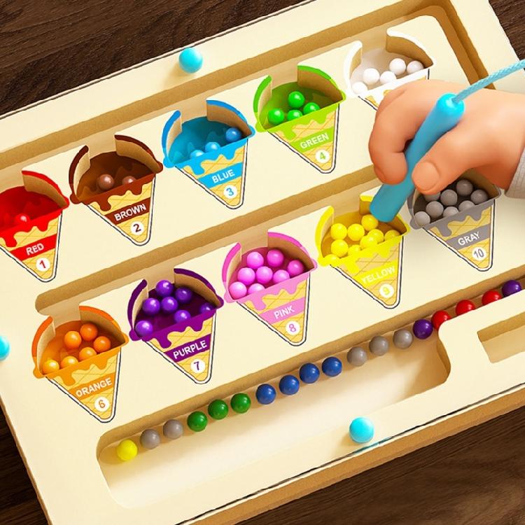 Fine Motor Skills Magnetic Maze Game Wood Number Learning Toy Tracing Number Maze Counting Board for Children Enduring
