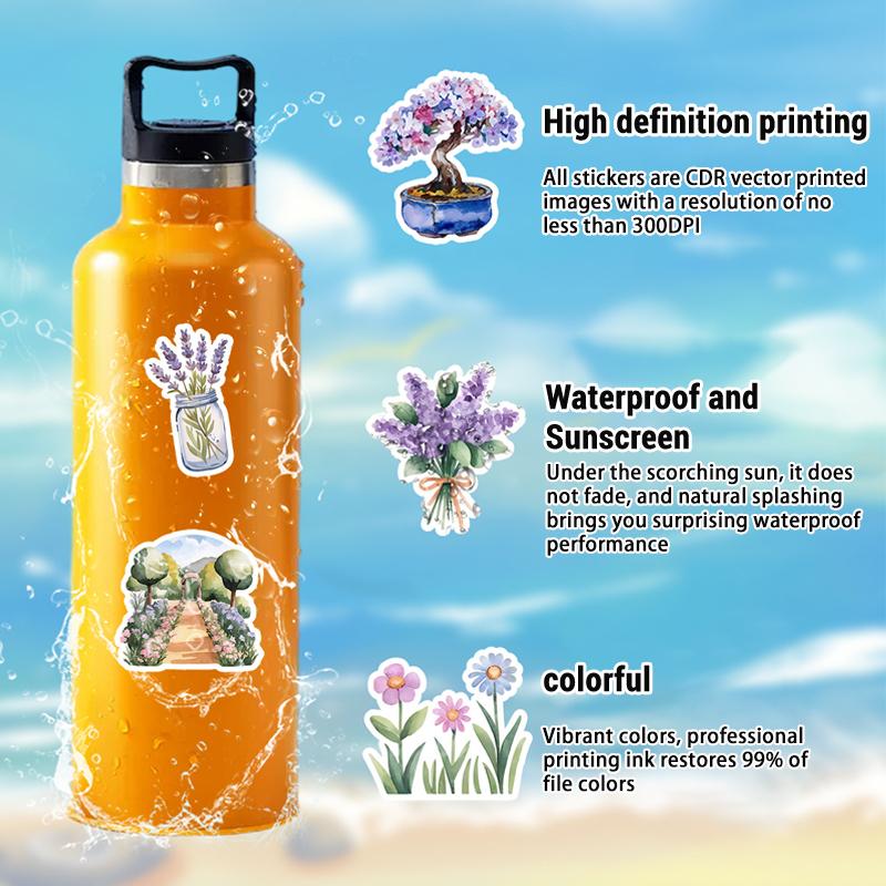 50PCS Cute Flower Stickers Cartoon Animal Stickers Trendy Floral Sticker Vinyl Waterproof Decals Pack for Laptop Phone Tablet