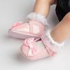 1 Pair Bowknot Princess Flat Cotton Bottom Walking Newborn Crib Dress Shoes 0-18 Months Classic Pu Leather Girl Baby Shoes