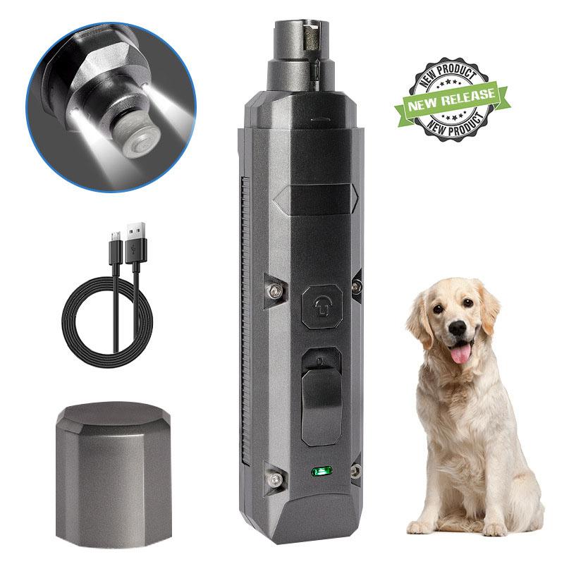 Upgraded Professional 2-Speed Electric Rechargeable Painless Pet Dog Nail Grinder Dog Nail File Trimmers with 2 LED Lights