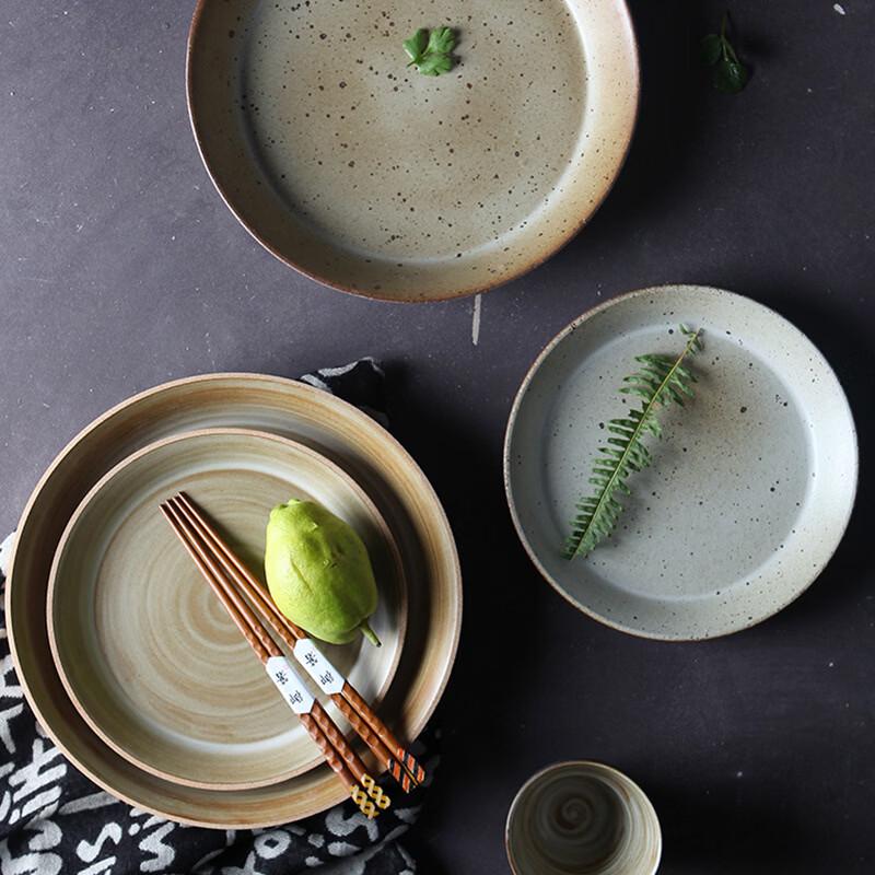 Japanese Retro Coarse Pottery Dinner Plate