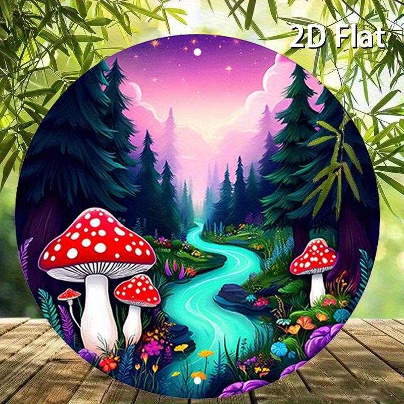 2D Flat 20*20cm1pc Fairy Tales Mushroom and Fantasy Forest Designs Circular Wooden Decor, Featuring Fantasy&dreams Style Theme Pendant, Perfect F