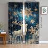 2 pieces - Christmas snowflake and elk print curtains   Christmas decorations   home decorations   room decorations