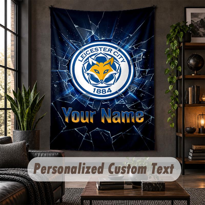 Personalized Wall Tapestry,Leicester City Custom Text, Soft Fabric Wall Art For Indoor Decoration