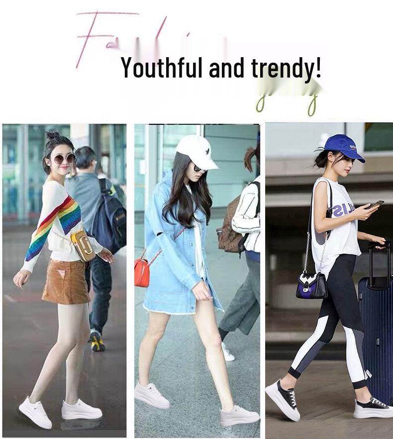 2025 Spring Women's White Korean Style Platform Sneakers – Versatile Height-Increasing Casual Shoes