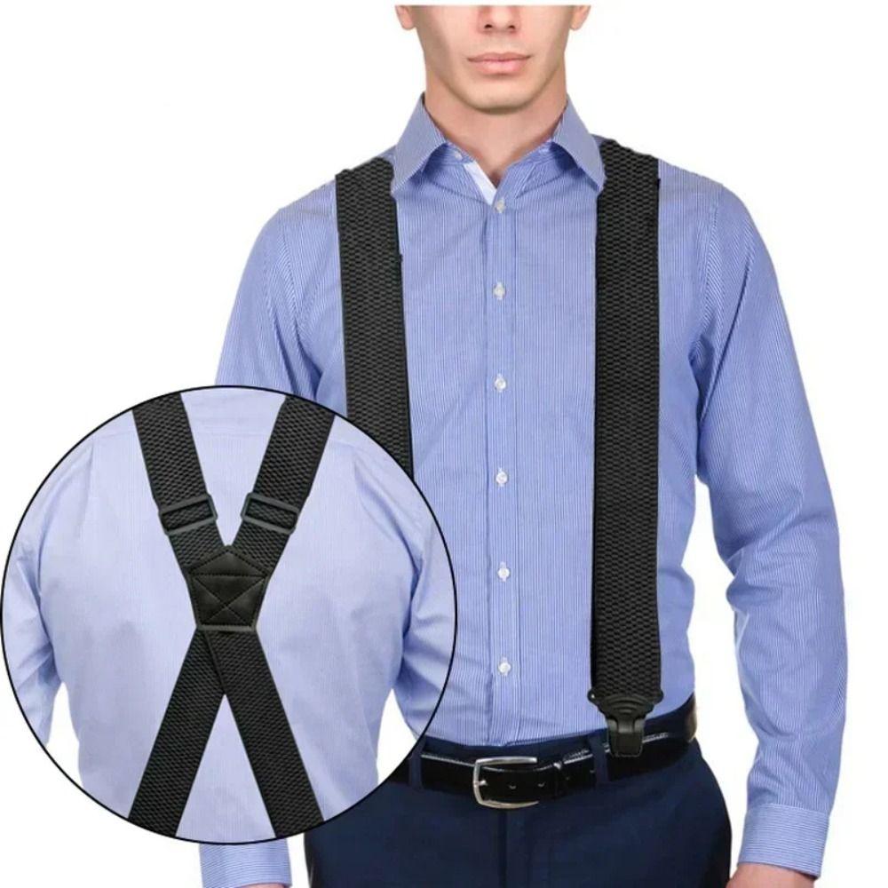 X Back 4 Clips Elastic Braces Vintage Trouser Straps Belt Fashion Braces Suspenders  Men Women