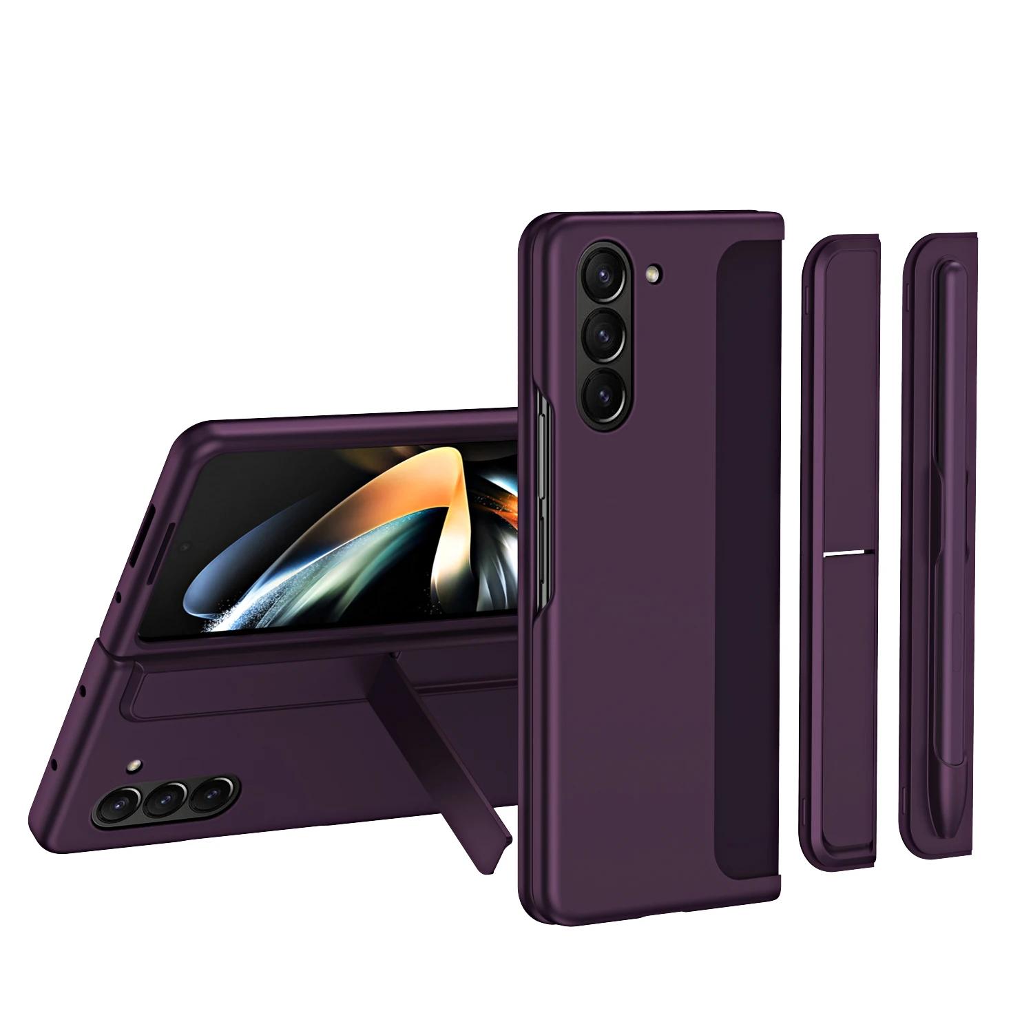 

2 in 1 Removable Pen Slot Stand Holder Case For Samsung Galaxy Z Fold 7 6 5 4 3 Skin Friendly Matte Fold6 Shockproof Hard Cover For Galaxy Z Fold 5 вина червоного кольору