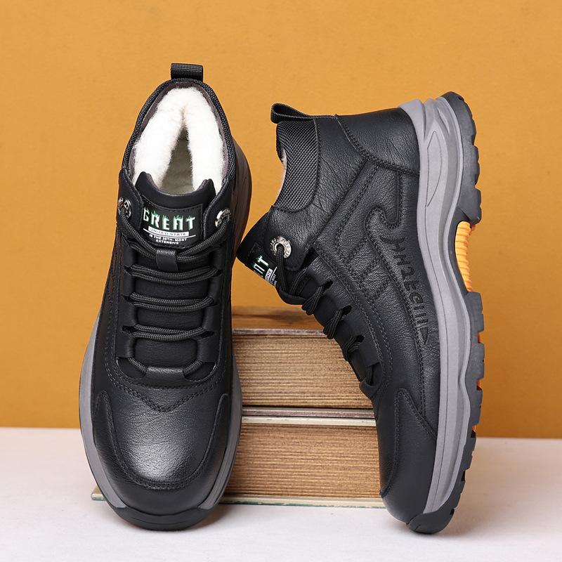 Men's Boots Cotton Shoes High-top Business Casual Martin Boots Velvet Cotton Boots Outdoor Warm Snow Boots Middle-aged and Elderly Father Shoes