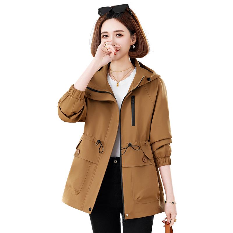 Ankola Women's Red Hooded Jacket: 2025 Spring & Autumn Fashionable Casual Short Trench Coat