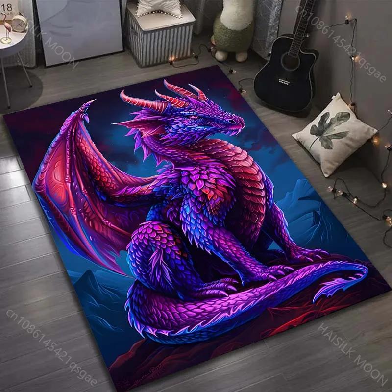 1PC Dragon Totem Printed Carpet for Living Room Bedroom Sofa Home Decoration Non-slip Floor Mat Modern Carpet Luxury Gift