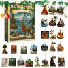 Weihnachten Nationalparks Themen Ornament Countdown Niedliche Acrylkalender mit 2D Flachanhänger 24 Tage Weihnachtsdekoration