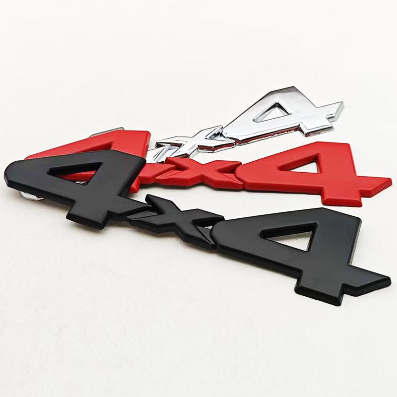 3D Metal Red Chrome Black Logo 4X4 Emblem Letters Decals Car Rear Trunk Badge For Toyota Tundra 4x4 Sticker Adhesive Accessories